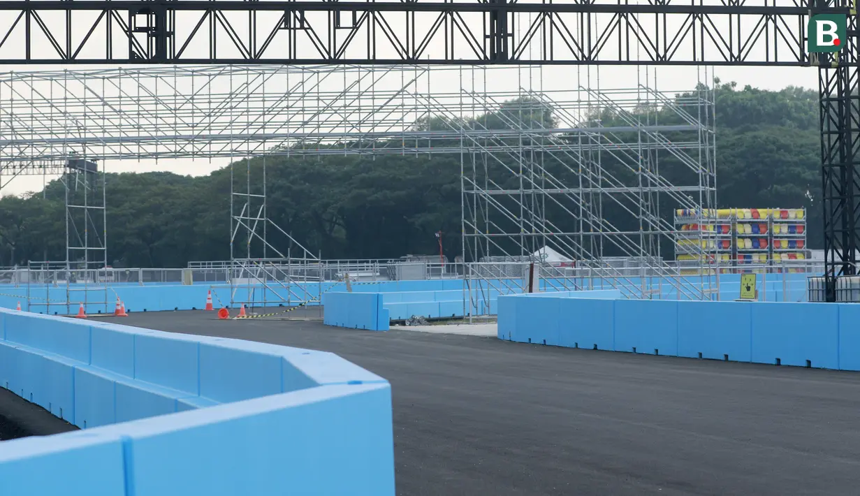 Tampak Sirkuit Formula E, Jakarta sudah rapi dan siap digunakan. (Bola.com/M Iqbal Ichsan)