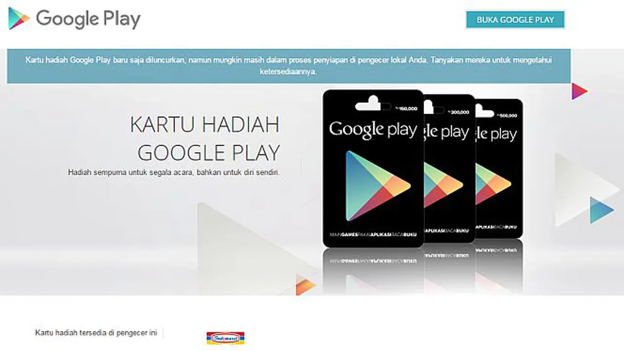 Resmi Meluncur, Google Play Gift Card Dijual di Indomaret