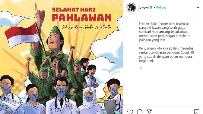 Unggahan Presiden Jokowi pada Hari Pahlawan. (Instagram/ jokowi)