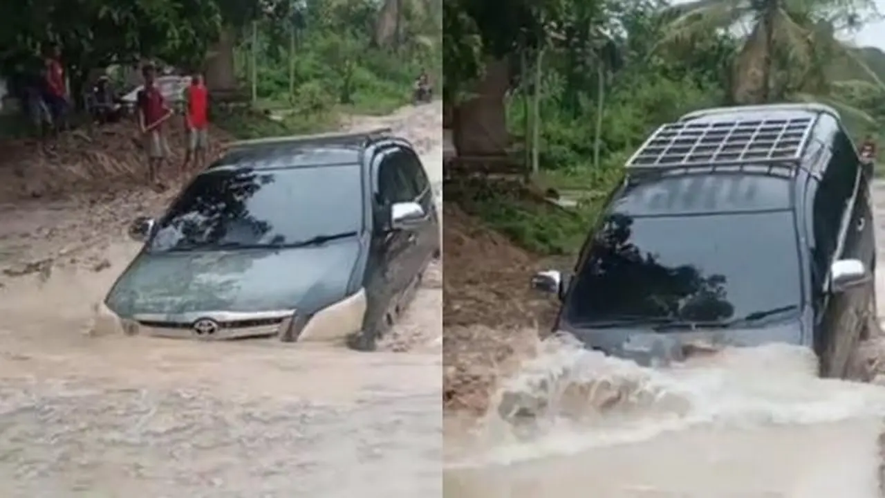 Tangguh dan Berani, Toyota Innova Sanggup Melibat Kubangan Air Setinggi Kap Mesin