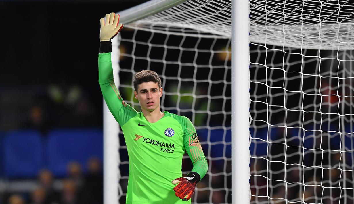 3. Kepa Arrizabalaga - Kepa Arizabalaga berpindah ke Chelsea dengan biaya 80 juta euro. Angka tersebut membuatnya menjadi kiper termahal di dunia hingga sekarang. (AFP/Ben Stansall)