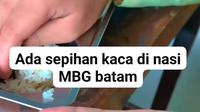 Serpihan kaca ditemukan pada nasi MBG yang dikonsumsi siswa SMAN 04 Tiban, Kota Batam. (Liputan6.com/ Ajang Nurdin)