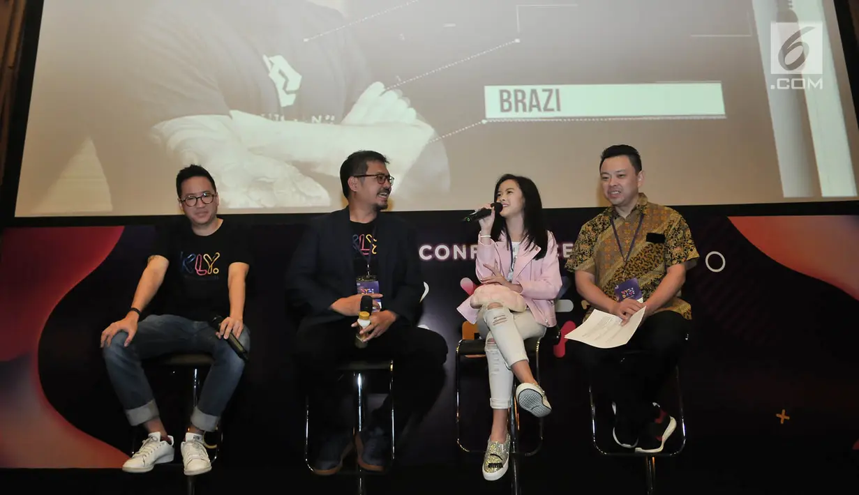 Selebgram Clarice Cutie saat hadir dalam konferensi pers di sela XYZ Day 2018 di The Hall, Senayan City, Jakarta, Rabu (25/4). Acara ini memberikan insight mengenai dunia konten dan media dari semua generasi. (Merdeka.com/Iqbal S Nugroho)