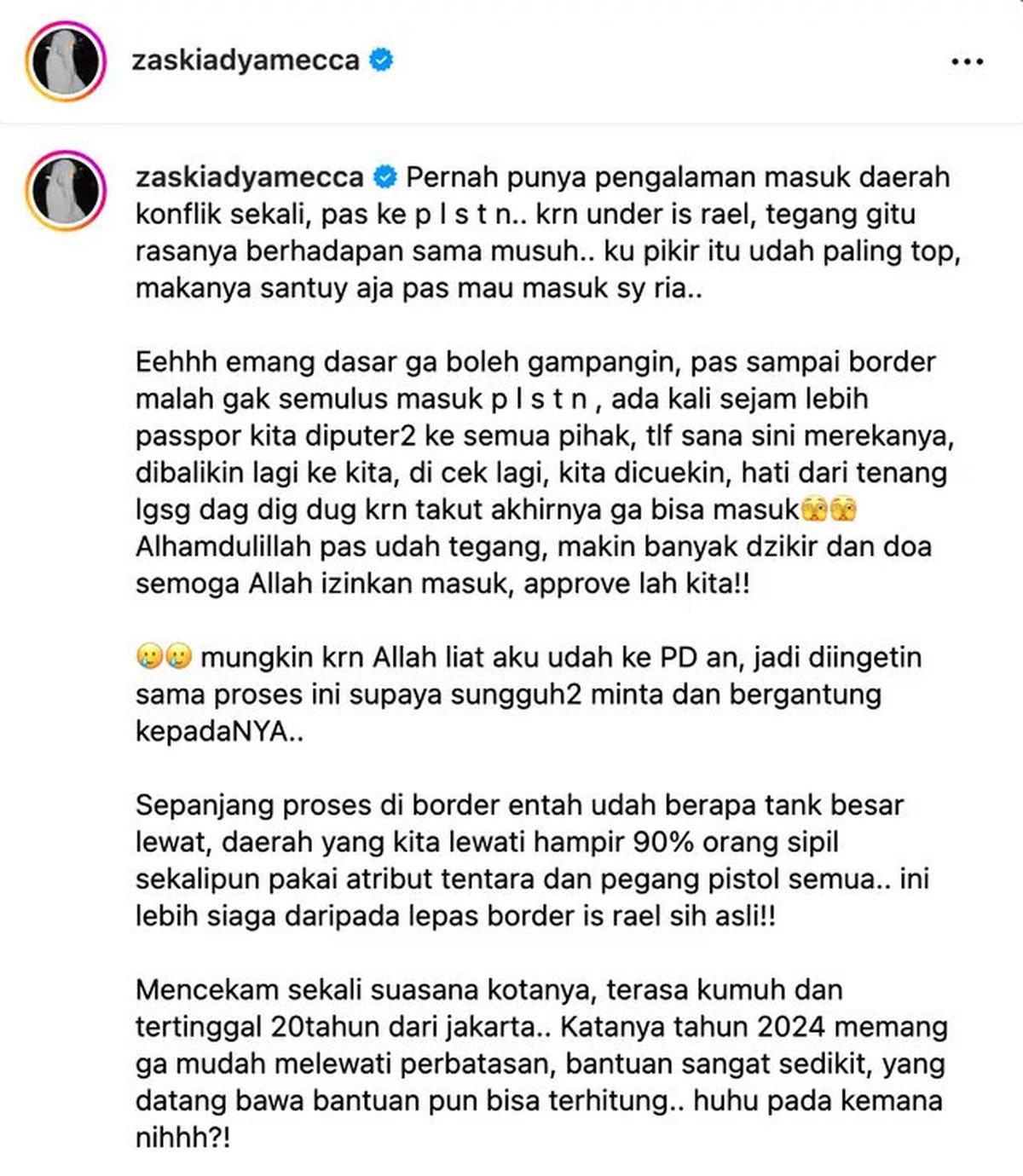 Repotnya Zaskia Adya Mecca Salurkan Bantuan ke Suriah, Paspor Dioper-oper Aparat hingga 1 Jam Lebih