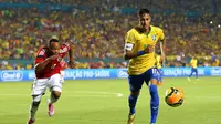Aksi Neymar saat Brasil lawan Kolombia (AFP)
