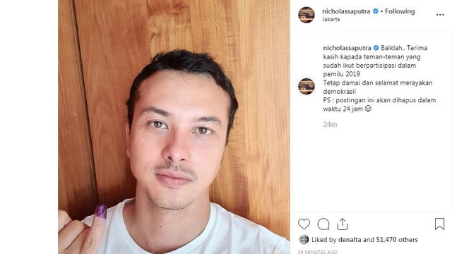 Posting Wajah Selfie Pertama Kali di Instagram, Nicholas Saputra Banjir Komentar