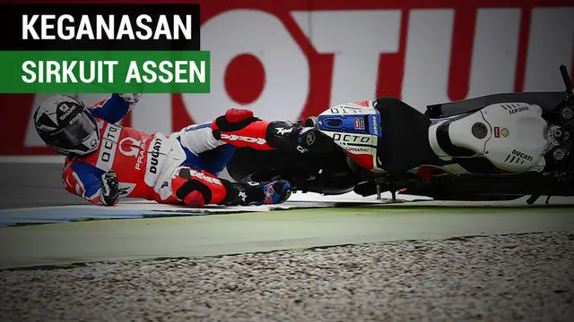 Berita video keganasan sirkuit di MotoGP Belanda, Assen, yang membuat banyak kecelakaan terjadi. Bagi pebalap, sirkuit Assen tidak mudah.