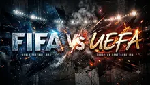 Ilustrasi FIFA Vs UEFA. (Bola.com/AI)