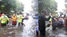 Surabaya banjir di beberapa titik setelah mengalami hujan non-stop selama 4 jam.