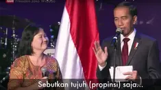 Presiden Joko Widodo menemui ribuan warga Indonesia (26/2/2017) dan beberapa warga lokal Australia, di Sydney. Jokowi memanggil dua warga Indonesia ke atas panggung untuk 'diuji' tentang nama-nama provinsi