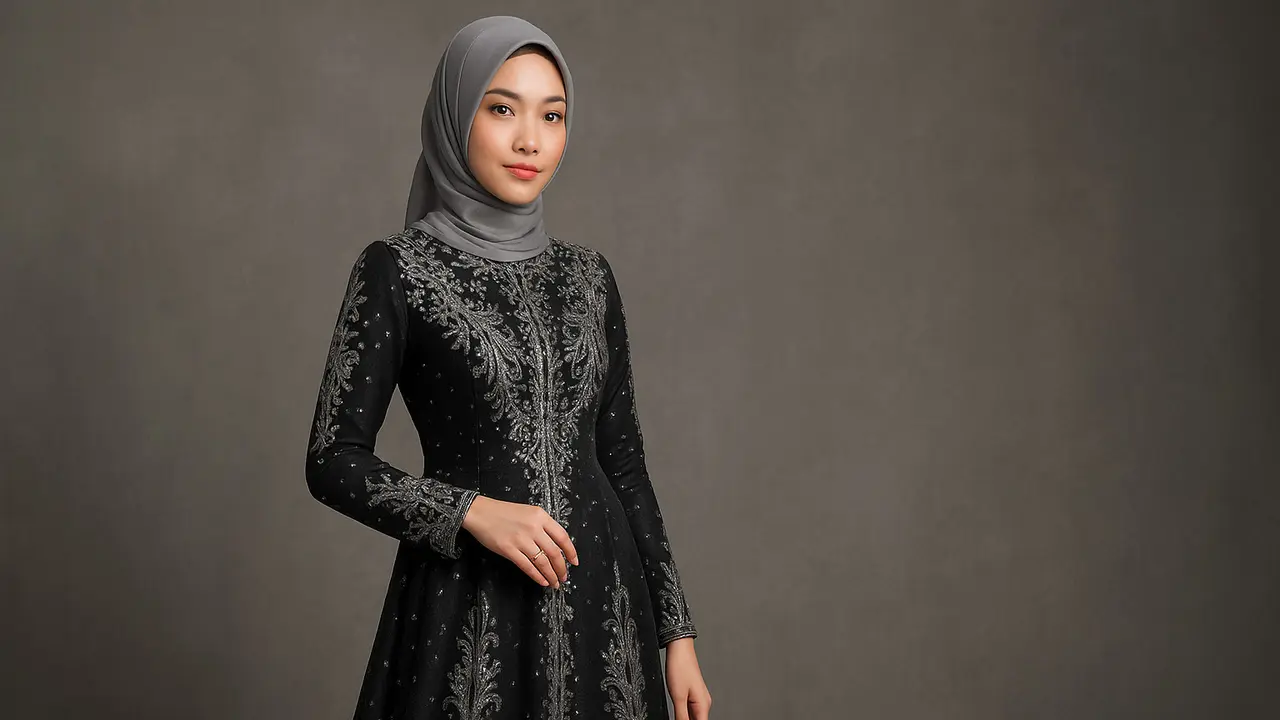 13 Model Gamis Hitam Mewah untuk Pesta, Tampilan Elegan dan Anggun di 2025