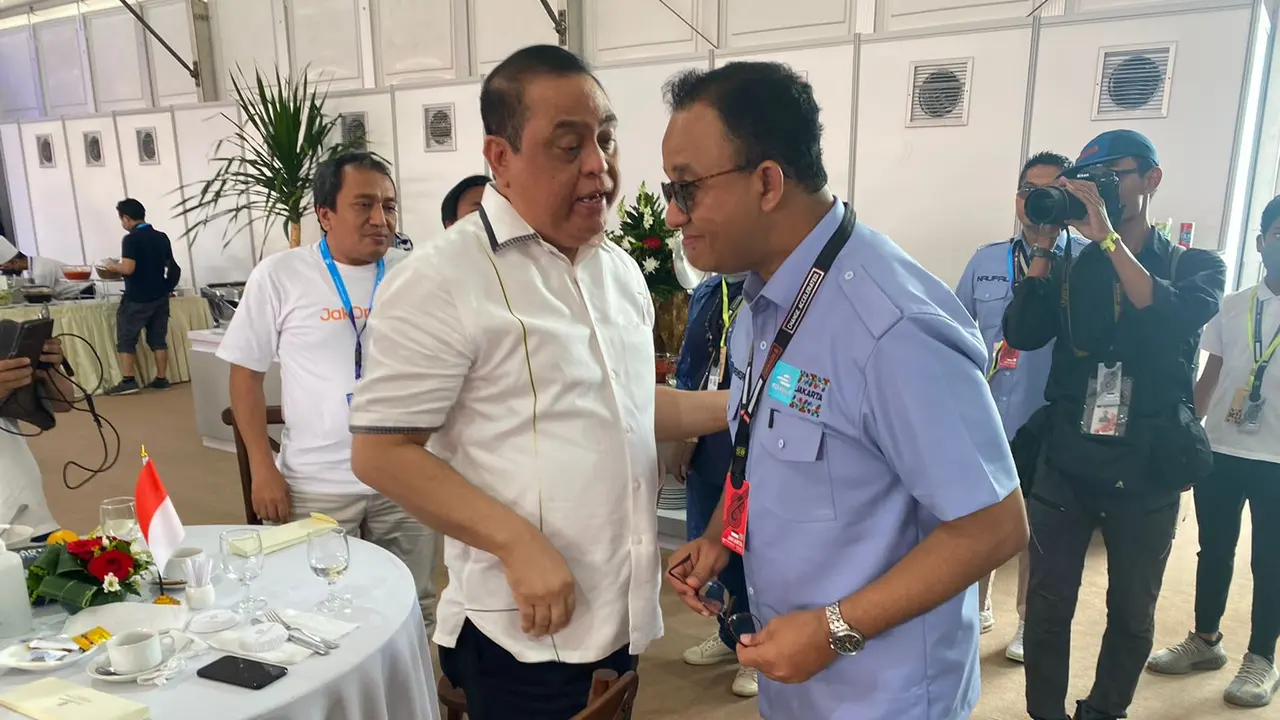 Orang dekat JK, Syafruddin bertemu Anies Baswedan di lokasi Formula E Jakarta.