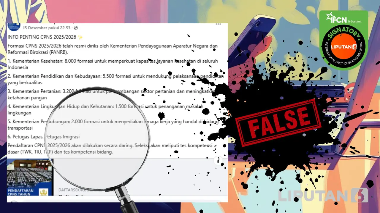Tangkapan layar klaim link pendaftaran CPNS 2025-2026 untuk ribuan formasi.