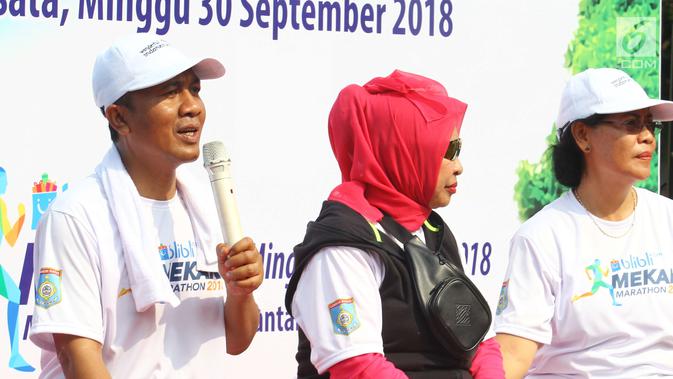 Bupati Lombok Barat, Fauzan Khalid dalam acara launching Blibli Mekaki Marathon 2018 di Kantor Kemenpar, Minggu (30/9). Event yang bertema 