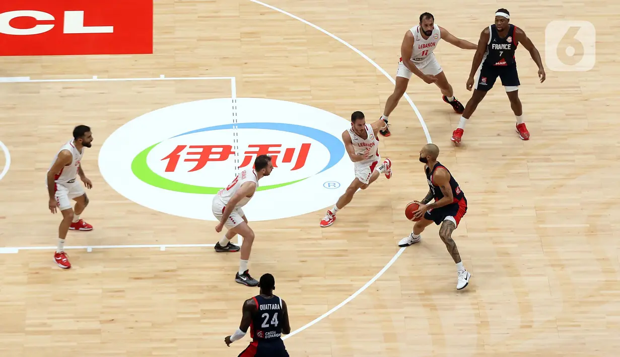 Keunggulan atas Lebanon menjadi kemenangan pertama timnas basket Perancis di penyisihan Grup H FIBA World Cup 2023. (Liputan6.com/Helmi Fithriansyah)