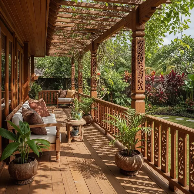 Lantai Teras Kayu Kelapa (Gemini AI)