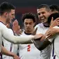 Timnas Inggris meraih kemenangan 1-0 atas Austria pada laga uji coba jelang Euro 2020 di Riverside Stadium, Kamis (3/6/2021) dini hari WIB. Gol tunggal Inggris dicetak Bukayo Saka. (POOL/AFP/Lindsey Parnaby)