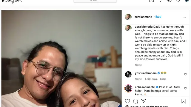 Unggahan Zeraiah Moria anak Joanna Alexandra. (Foto: Instagram @zeraiahmoria)