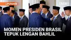 Presiden Brasil Luiz Inacio Lula da Silva tiba di Istana Kepresidenan, Jakarta, Kamis (23/10). Kedatangan Presiden Lula disambut Presiden Prabowo Subianto dengan pelukan hangat.