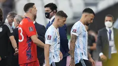 Laga kualifikasi Piala Dunia 2022 Zona Conmebol antara Brasil melawan Argentina di Neo Quimica Arena, Sao Paulo, Minggu (5/9/2021) dihentikan di tengah pertandingan oleh otoritas kesehatan Brasil (Anvisa). Empat pemain Argentina jadi pemicunya. (Foto: AP/Andre Penner)