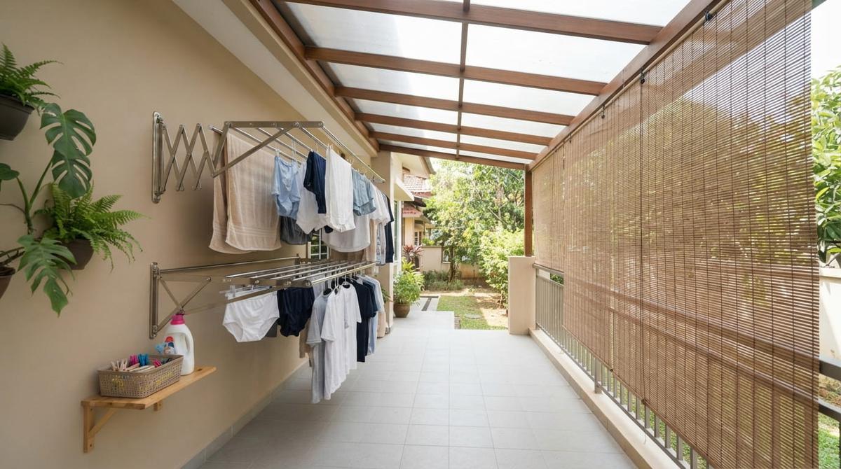 Cara Membuat Jemuran di Teras Rumah Agar Rapi, Hemat Tempat, dan Tidak Kehujanan