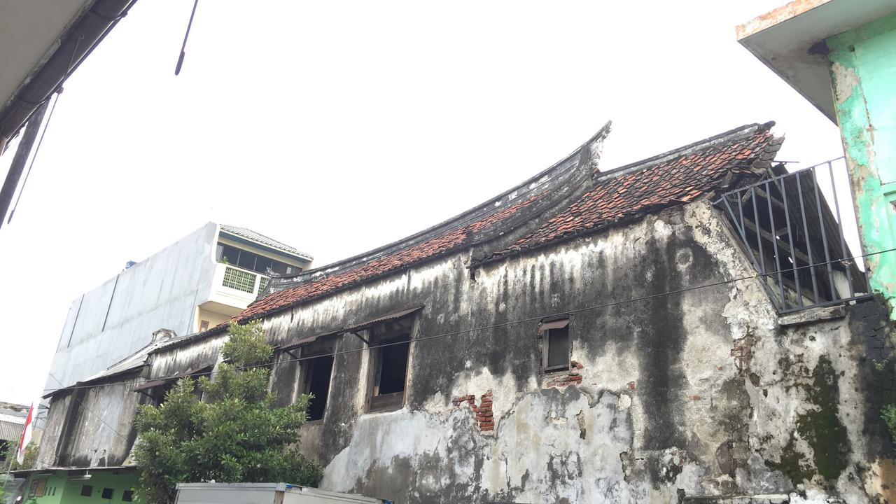 Aula gedung SMPN 32 Pekojan, Jakarta, roboh pada Kamis 21 Desember 2017.