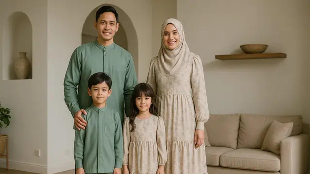 7 Ide Gamis Seragam Sekeluarga dengan 2 Anak, Kompak dan Elegan untuk Momen Spesial