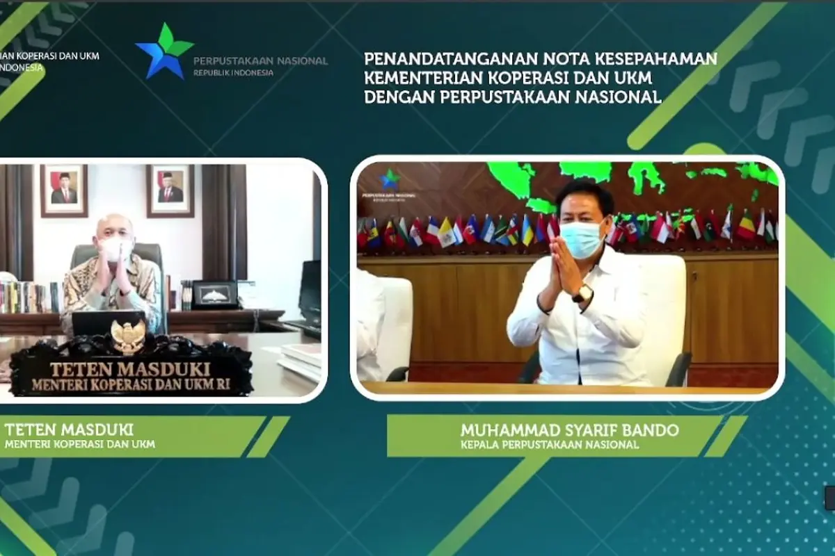 Kementerian Koperasi dan UKM (KemenKopUKM) menandatangani Nota Kesepahaman (MoU) dengan Perpustakaan Nasional (Perpusnas).