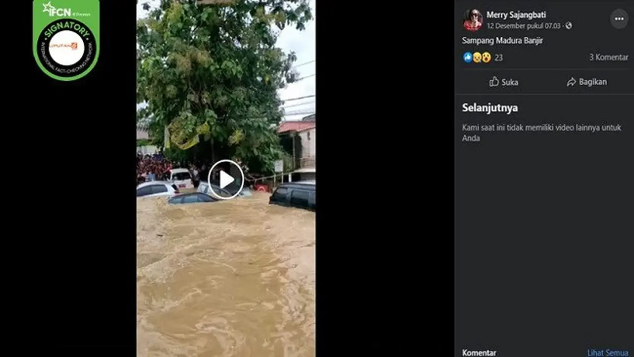 gambar Tangkapan Layar Video yang Diklaim Banjir Bandang di Sampang, Madura, Jawa Timur (sumber: facebook)