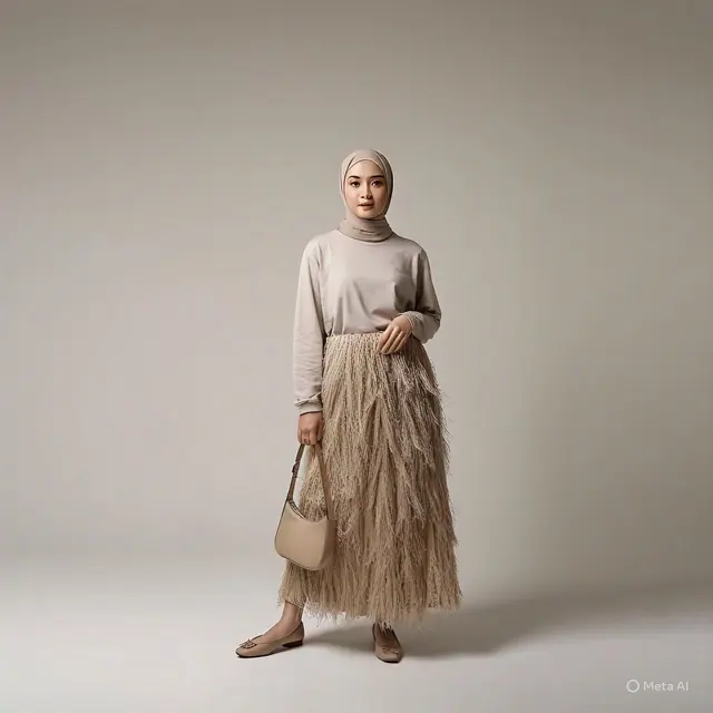 Outfit ke Mall Rok Shaggy dengan Atasan Simple untuk Tampil Unik