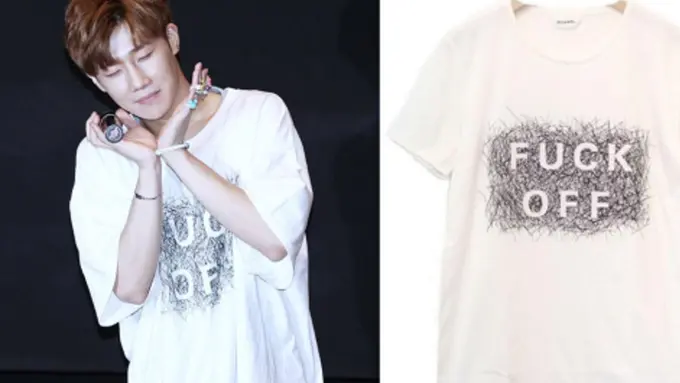 5 Gaya Unik Selebriti Korea Selfie Pakai Kaos Berbahasa Inggris