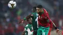 Untungnya, Maroko berhasil menyamakan kedudukan di penghujung babak pertama. Gol tersebut dicetak oleh striker Sevilla, Youssef En-Nesyri lewat tandukannya. (AFP/Kenzo Tribouillard)