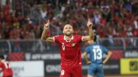 Penyerang Timnas Indonesia, Ilija Spasojevic, mencetak gol ke gawang Brunei Darussalam pada matchday kedua Grup A Piala AFF 2022 di KLFA Stadium, Kuala Lumpur, Senin (26/12/2022). (Bola.com/Zulfirdaus Harahap)