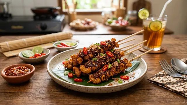 Resep Sate Makaroni Krispi Pedas/AI Generated