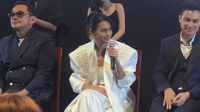 Raihaanun dalam konferensi pers film Beautiful Pain yang dihelat di Jakarta, Kamis (15/10/2026). (Liputan6.com/Nola Vemiliana)