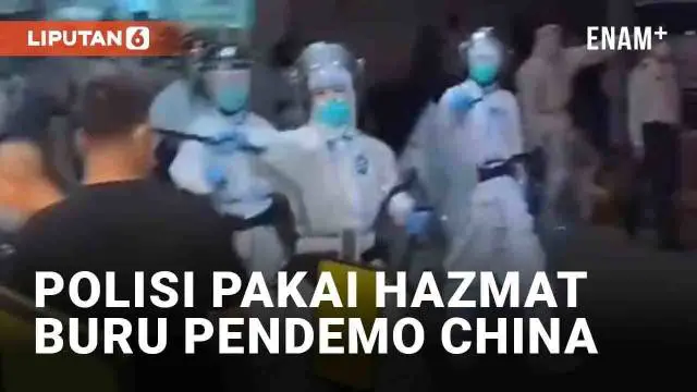 Puluhan polisi anti huru hara berpakaian hazmat viral di media sosial, terjadi di China. Polisi berpatroli di kawasan perdagangan Guangzhou, Guangdong. Mereka memperingatkan masyarakat yang masih nekat beraktivitas di jam terlarang.