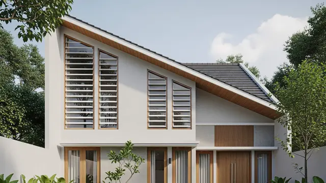 Model Rumah Sederhana dengan Atap Miring ke Belakang