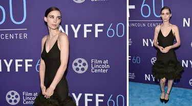 Foto kolase Rooney Mara saat menghadiri pemutaran perdana "Women Talking" selama Festival Film New York ke-60 di Alice Tully Hall di New York pada Senin, 10 Oktober 2022. (Photo by Evan Agostini/Invision/AP)