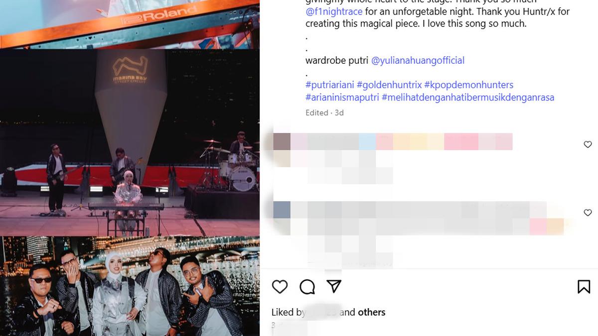 Putri Ariani Tampil di F1 Singapore Grand Prix 2025, Bawakan Lagu Golden KPop Demon Hunters