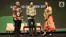 CEO & Co-Founder Tokopedia, William Tanuwijaya, Wakil Direktur LPEM FEB UI, Kiki Verico, Pendiri Smitten by Pattern, Laras Anggraini usai berdiskusi mengenai Tokopedia kepada media di Jakarta, Kamis (10/10/2019). (Liputan6.com/Angga Yuniar)