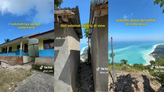 YouTuber Leonardo Edwin Bagikan Sekolah Dasar (SD) Tercantik di Indonesia yang Kini Viral di Media Sosial. Punya Pemandangan Pantai dengan Air Berwarna Biru. SD Tercantik Ini Ada di NTT (Sumber: TikTok @leo_edw)
