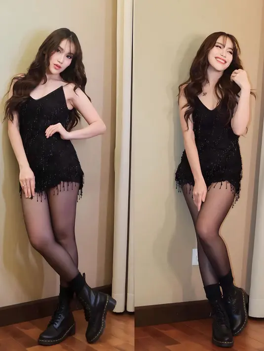 Mengusung konsep seksi dan serba hitam, Ayu buat para netizen kagum. [Instagram.com/ayutingting92]