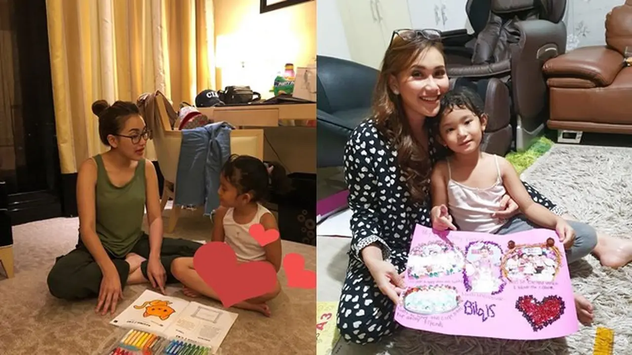 Orangtua Idaman, Ini 6 Gaya Ayu Ting Ting saat Temani Anak Belajar