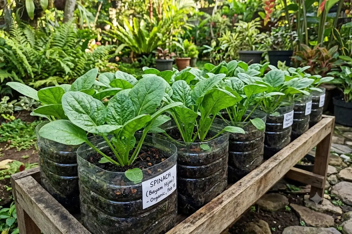 Cara menanam bayam di botol plastik 2 liter agar subur