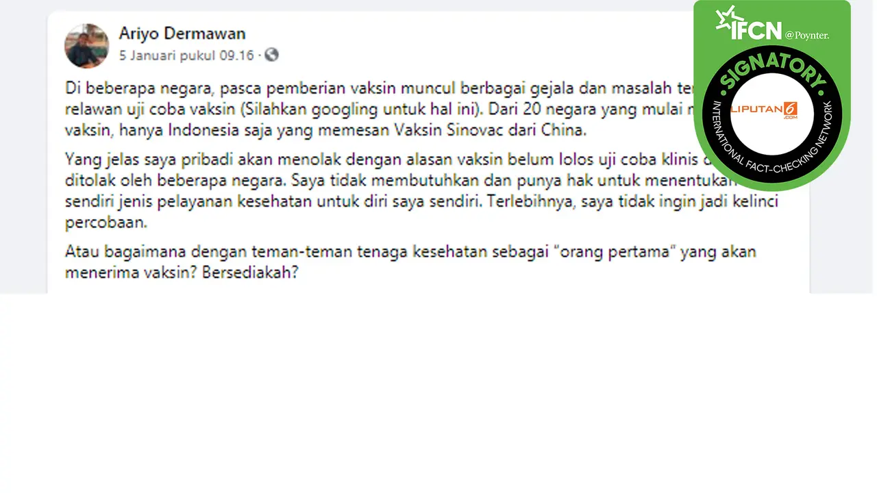 Klaim cuma Indonesia yang memesan vaksin covid-19 buatan China, Sinovac.