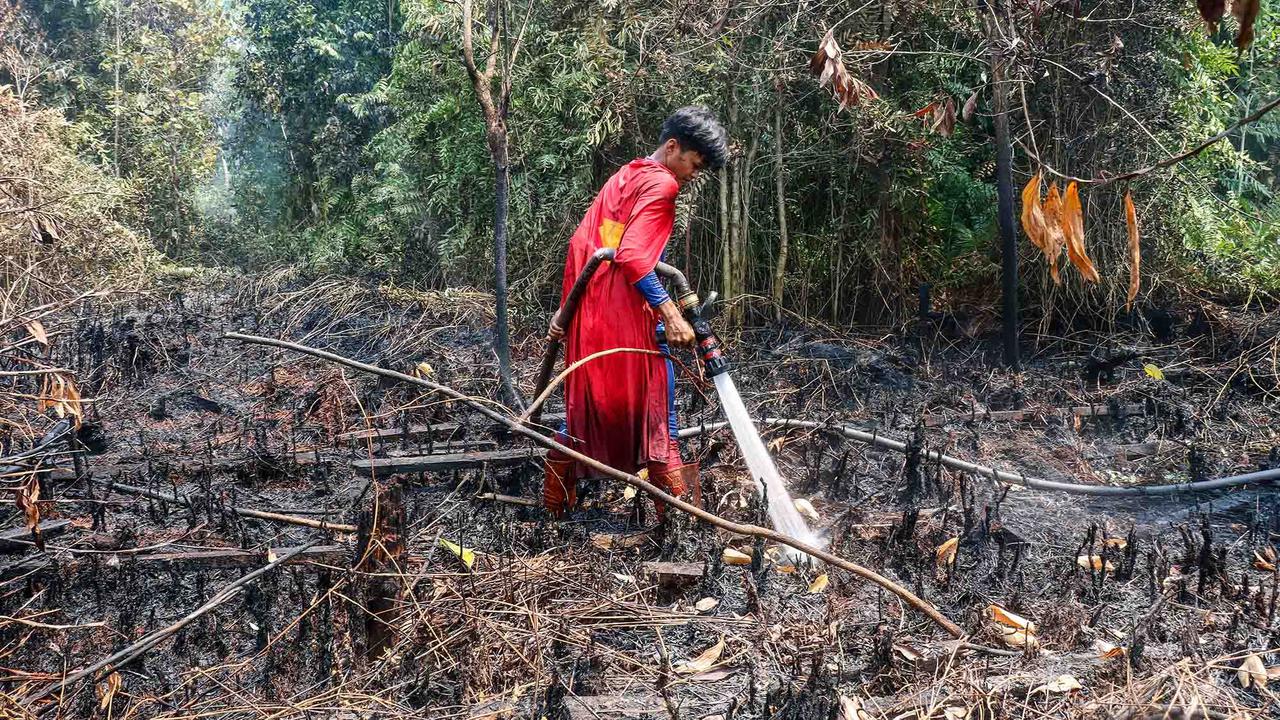 Superman Muncul di Tengah Kebakaran Lahan Palangkaraya