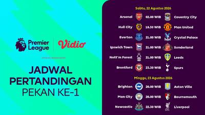 Liga Inggris 2026/27: Rekor Pertemuan Tiga Laga Panas Matchweek Pembuka di Vidio