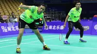 Ganda putra Indonesia, Mohammad Ahsan/Hendra Setiawan, akan berhadapan dengan wakil Korea, Kim Won-ho/Seo Seung-jae, pada babak utama Kejuaraan Asia Bulutangkis 2018, di Wuhan, Rabu (25/4/2018). (PBSI)