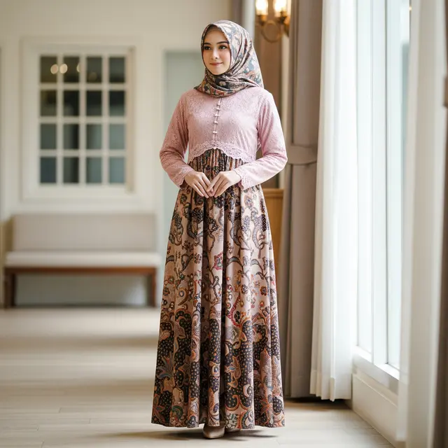 9 Model Gamis Batik Brokat Gaya Elegan Simpel ala 2026