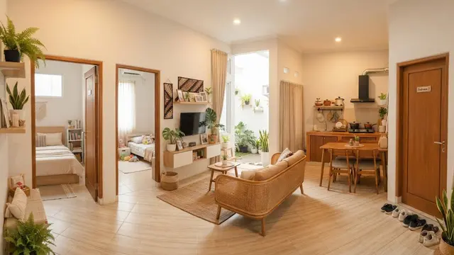 Desain rumah 3 kamar yang tetap lega tanpa menambah luas bangunan model tiga kamar mengelilingi ruang tengah
